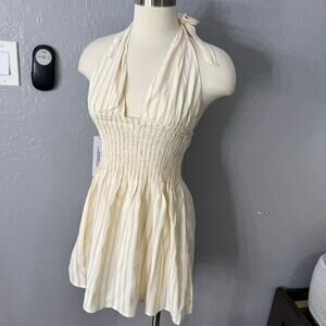 Princess Polly Alivea Shirred Mini Dress Cream, 4